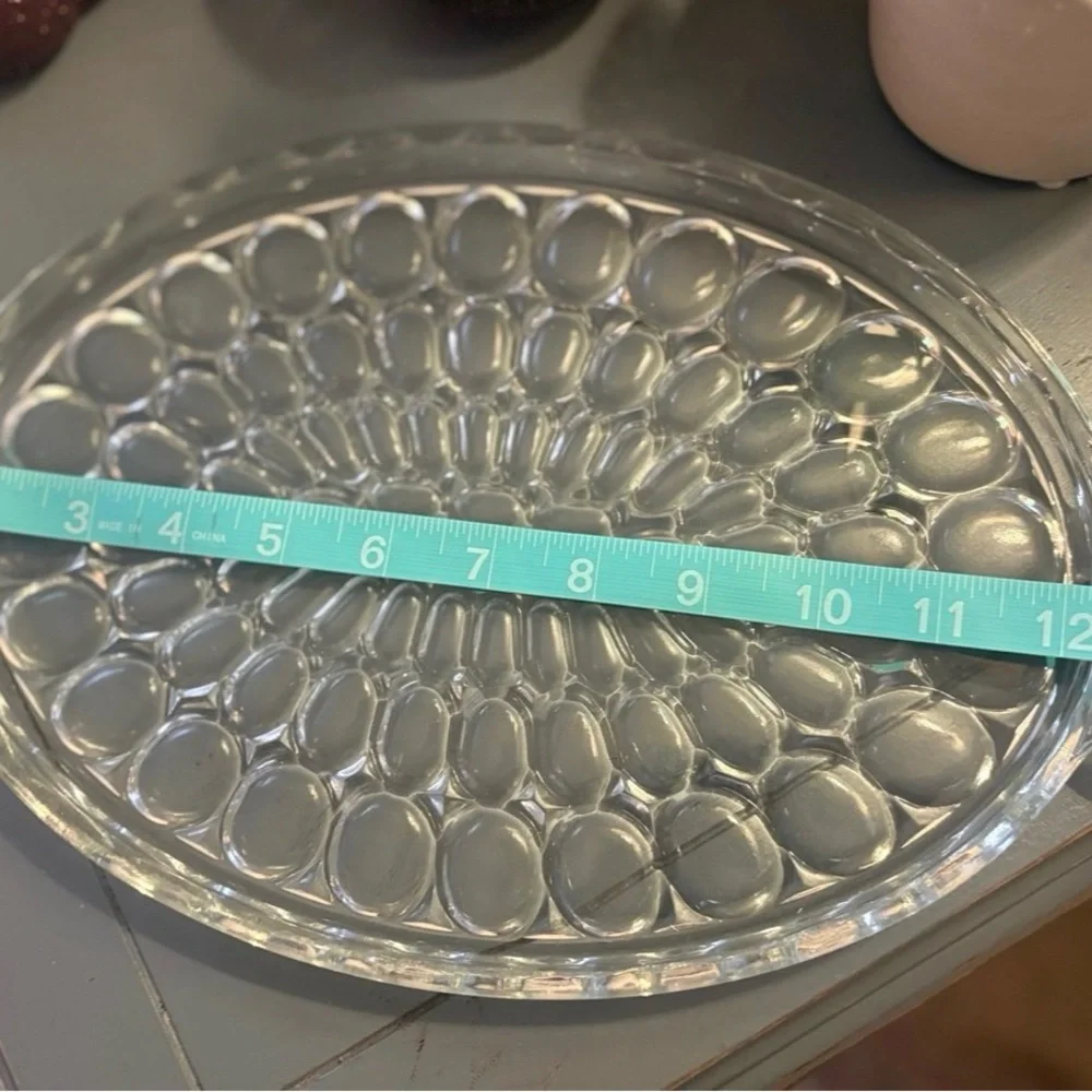 Jeannette Glass Thumbprint Oval Vanity Tray